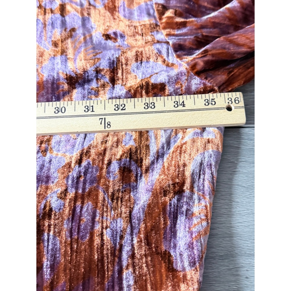 Anthropologie Velvet Kimono Cardigan XL Orange Purple Floral Open Boho Oversized - Picture 14 of 16